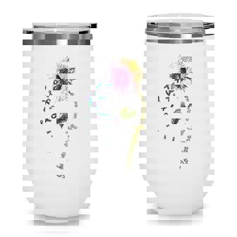 Schizencephaly Awareness Sunflower Green And Purple Ribbon Wine Tumbler | Mazezy