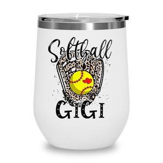 Softball Gigi Leopard Game Day Softball Lover Grandma Wine Tumbler | Mazezy