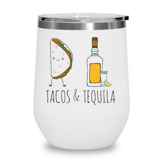 Tacos & Tequila Funny Drinking Party Wine Tumbler | Mazezy