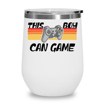 This Boy Can Game Funny Retro Gamer Gaming Controller Wine Tumbler - Monsterry DE