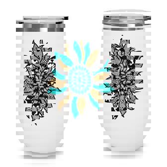 Turquoise Rodeo Decor Graphic Sunflower Wine Tumbler | Mazezy