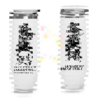 Women Lotus Massage Therapist Messy Bun Gift Wine Tumbler | Mazezy