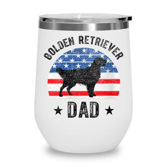 Womens American Flag Golden Retriever Dad 4Th Of July Wine Tumbler - Seseable