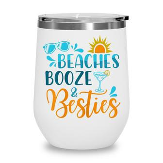 Womens Beaches Booze & Besties Funny Beach Lover Summer Vacation  Wine Tumbler