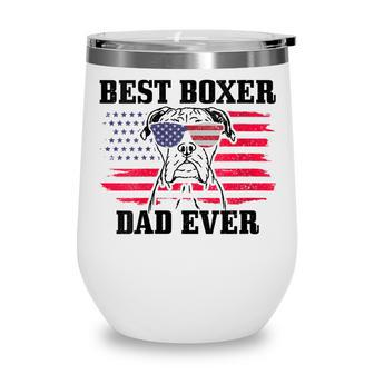 Womens Best Boxer Dad Ever Dog Patriotic 4Th Of July American Flag Wine Tumbler - Seseable