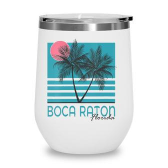 Womens Boca Raton Florida Souvenirs Fl Palm Tree Vintage Wine Tumbler | Mazezy