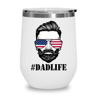 Womens Dad Life Sunglasses American Flag Fathers Day 4Th Of July Wine Tumbler - Seseable