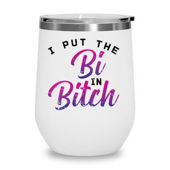 Womens I Put The Bi In Bitch Funny Bisexual Pride Flag Lgbt Gift Wine Tumbler | Mazezy DE