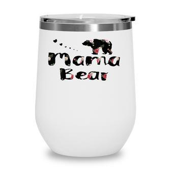Womens Mama Bear Mom Life - Floral Heart Top Gift Boho Outfit Wine Tumbler | Mazezy
