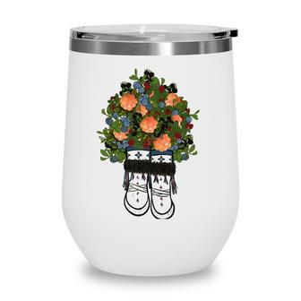 Womens Peach Flower On Boots Lovers Gift Wine Tumbler | Mazezy