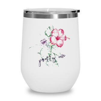 Womens Spring Floral Pretty One Tropical Summer Hawaiian Hibiscus T Wine Tumbler | Mazezy