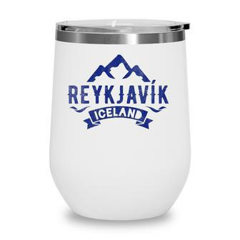 Womens Vintage Reykjavik Iceland With Glaciers Wine Tumbler