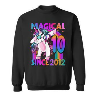 10 Year Old Unicorn Dabbing 10Th Birthday Girl Unicorn Party V2 Sweatshirt - Seseable
