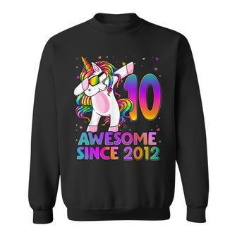 10 Year Old Unicorn Dabbing 10Th Birthday Girl Unicorn Party V3 Sweatshirt - Seseable