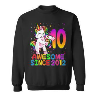10 Year Old Unicorn Flossing 10Th Birthday Girl Unicorn Sweatshirt - Seseable