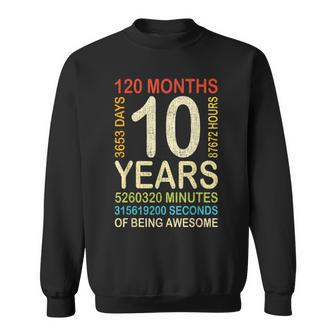 10Th Birthday 10 Years Old Vintage Retro 120 Months Boy Girl Sweatshirt - Seseable