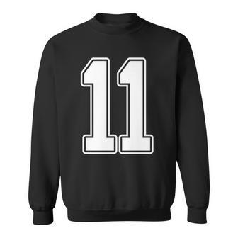 11 White Outline Number 11 Sports Fan Jersey Style Sweatshirt - Thegiftio UK