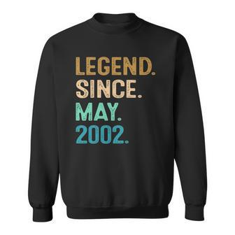 20 Years Old Gift Legend Since May 2002 20Th Birthday Vintage Sweatshirt | Mazezy