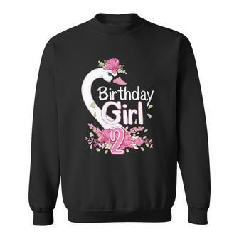 2Nd Birthday Wildlife Swan Animal 2 Years Old Birthday Girl Sweatshirt | Mazezy