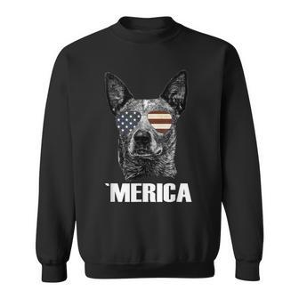 4Th July Blue Heeler Dog Merica Patriotic Usa Flag Cute Sweatshirt - Seseable