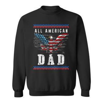 4Th Of July American Flag Dad Sweatshirt - Seseable