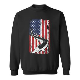4Th Of July American Flag Sturgeon Fishing Dad Grandpa Gifts Sweatshirt - Seseable