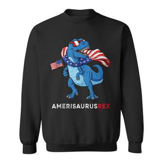4Th Of July Amerisaurus T Rex Dinosaur Boys Kids Ns Sweatshirt - Seseable