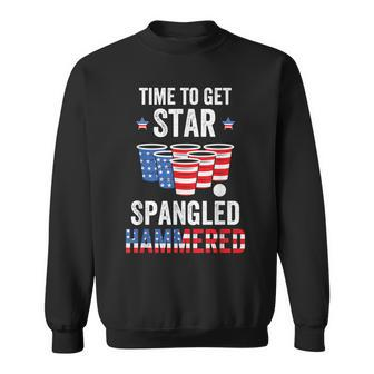 4Th Of July Beer Pong Time To Get Star Spangled Hammered Sweatshirt - Seseable