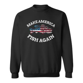 4Th Of July Fishing American Flag Make America Fish Again Sweatshirt | Mazezy