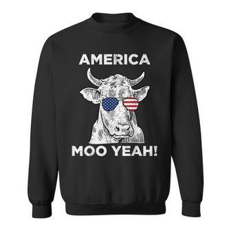4Th Of July Funny Moo Yeah Cow Glasses T Boys Girls Us Sweatshirt - Seseable