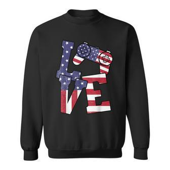 4Th Of July Love Video Game Controller Patriotic Usa Flag Sweatshirt - Seseable