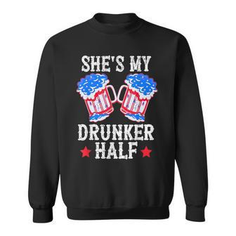 4Th Of July Matching Couple Shes Is My Drunker Half Sweatshirt - Seseable