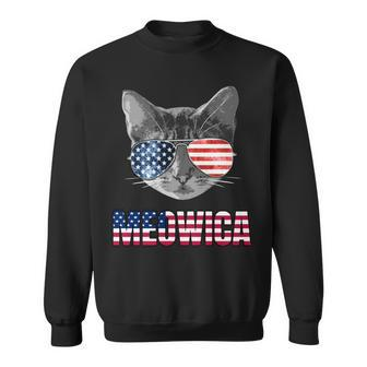 4Th Of July Patriotic Gift For Cat Lovers - Meowica Sweatshirt - Seseable