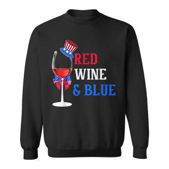 4Th Of July Red White And Blue Wine Glass Firework Drinker Sweatshirt - Seseable