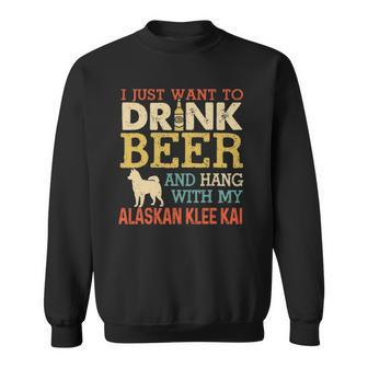 Alaskan Klee Kai Dad Drink Beer Hang With Dog Funny Vintage Sweatshirt | Mazezy