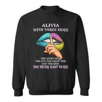 Alivia Name Gift Alivia With Three Sides Sweatshirt - Seseable