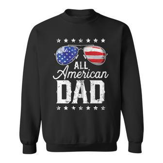 All American Dad 4Th Of July Fathers Day Men Sunglasses Zip Sweatshirt - Seseable