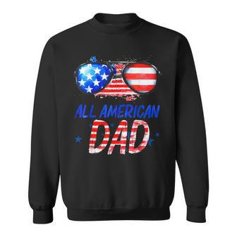 All American Dad 4Th Of July Sunglasses Usa Flag Watercolor Sweatshirt - Seseable