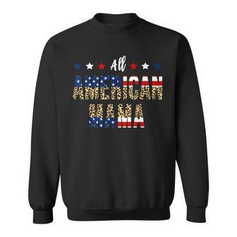All American Mama 4Th Of July Leopard Fourth Of July Mom Usa Sweatshirt - Seseable