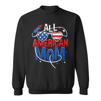 All American Mom 4Th Of July Mothers Women Mommy Family Sweatshirt - Seseable