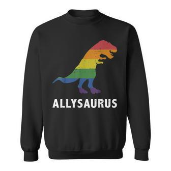 Allysaurus Dinosaur In Rainbow Flag For Ally Lgbt Pride  Sweatshirt