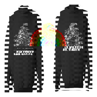 Allysaurus Dinosaur In Rainbow Flag For Ally Lgbt Pride V3 Sweatshirt | Seseable CA