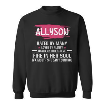 Allyson Name Gift Allyson Hated By Many Loved By Plenty Heart On Her Sleeve Sweatshirt - Seseable