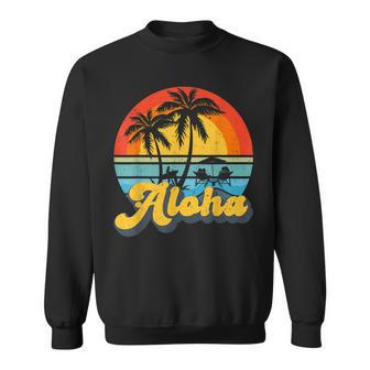 Aloha Hawaii Hawaiian Island Vintage Palm Tree Surfboard V2 Sweatshirt | Seseable CA