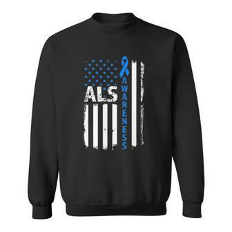 Als Awareness Blue Ribbon Us America Flag 2022 Gifts Sweatshirt | Mazezy