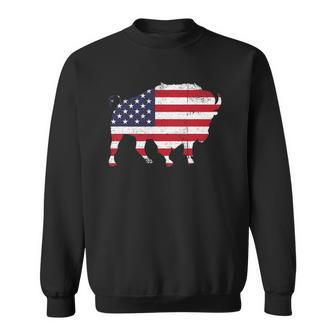 American Bison 4Th Of July Wildlife Animal Us Flag Buffalo Sweatshirt | Mazezy