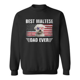 American Flag Best Maltese Dad Ever Tee Dog Dad Sweatshirt | Mazezy