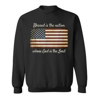 American Flag Blessed The Nation Christian Patriotic Sweatshirt - Seseable