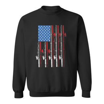 American Flag Fishing Patriotic FishermanFishing Rods Flag Sweatshirt | Mazezy