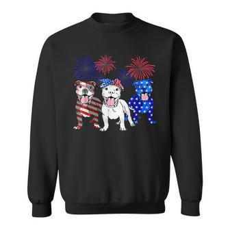 American Pitbull Dog Firework 4Th Of July Usa Flag Patriotic V2 Sweatshirt - Seseable